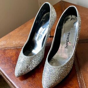 Silver sparkling holiday party shoes.
They look better in person!